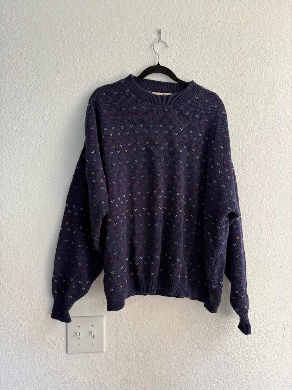 Vintage Winona Knits Navy Fair Isle Sweater Made in USA
